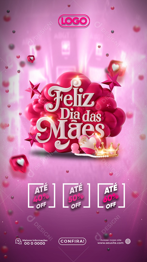 Story Feliz Dia das Mães Desconos Especiais para Você Mamãe Social Media PSD Editável