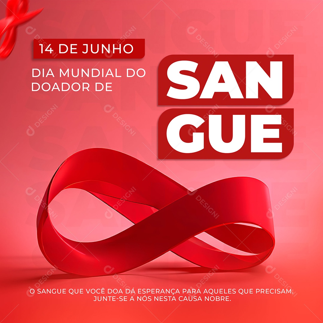 Social Media Dia Mundial do Doador de Sangue 14 de Junho PSD Editável