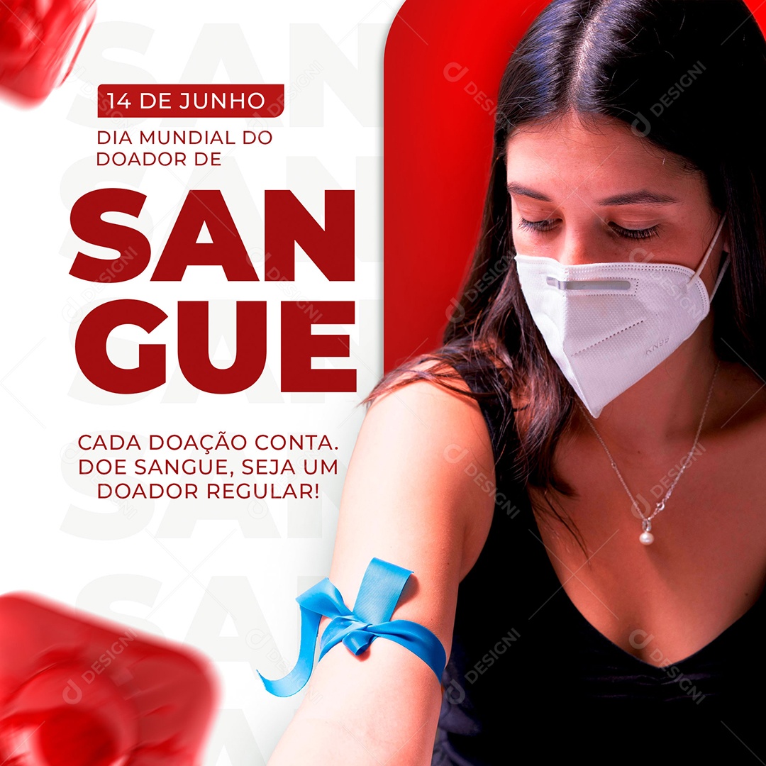 Dia Mundial do Doador de Sangue 14 de Junho Social Media PSD Editável