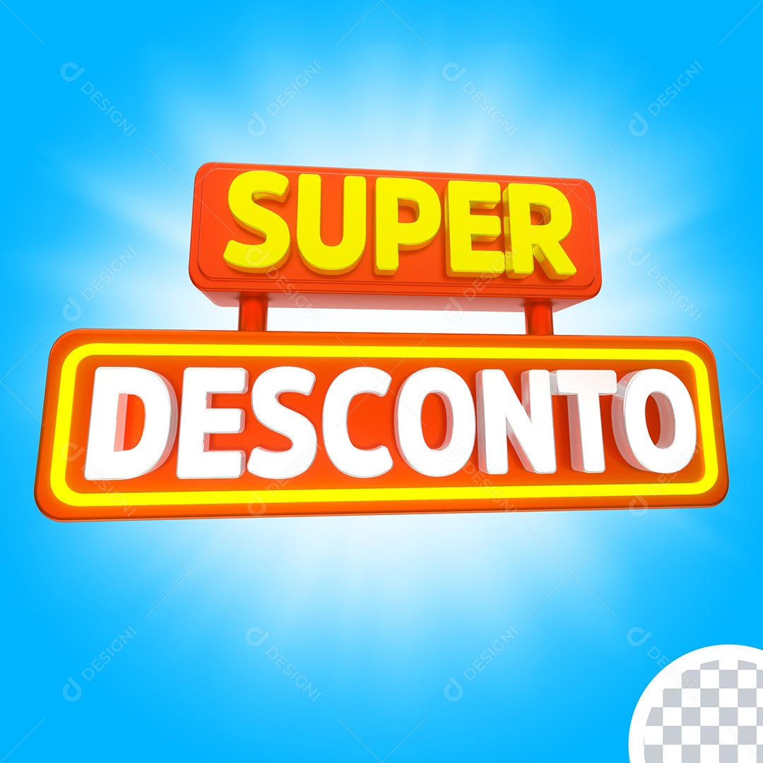 Super Desconto Selo 3D para Composição PSD