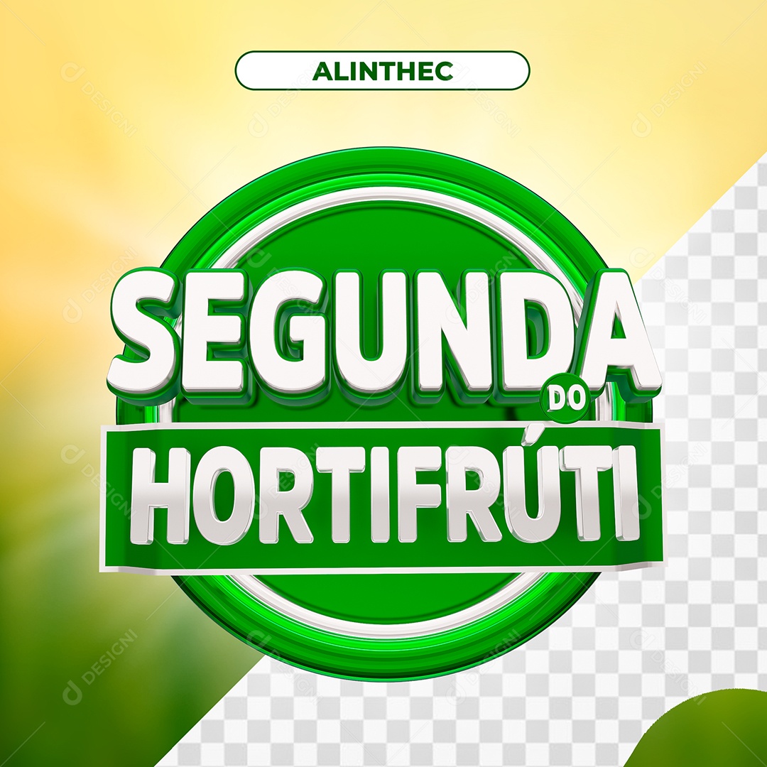 Segunda do Hortifruti Selo 3D Verde Branco para Composição PSD