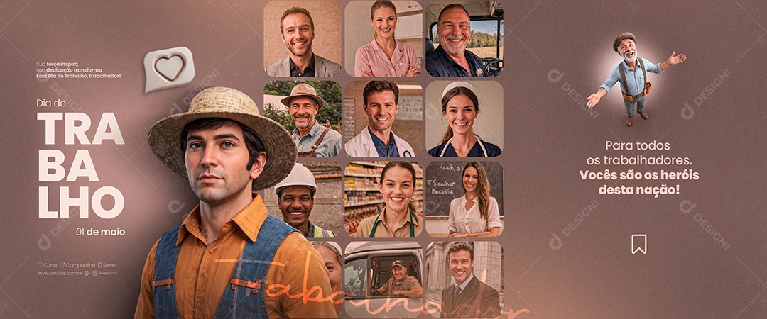 Banner Dia Do Trabalhador 01 de Maio Social Media PSD Editável