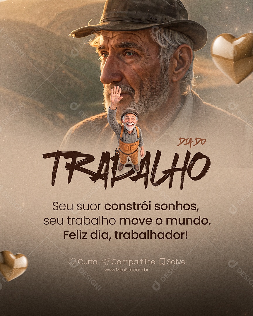 Dia Do Trabalhador 01 de Maio Seu Suor Constrói Sonhos Social Media PSD Editável