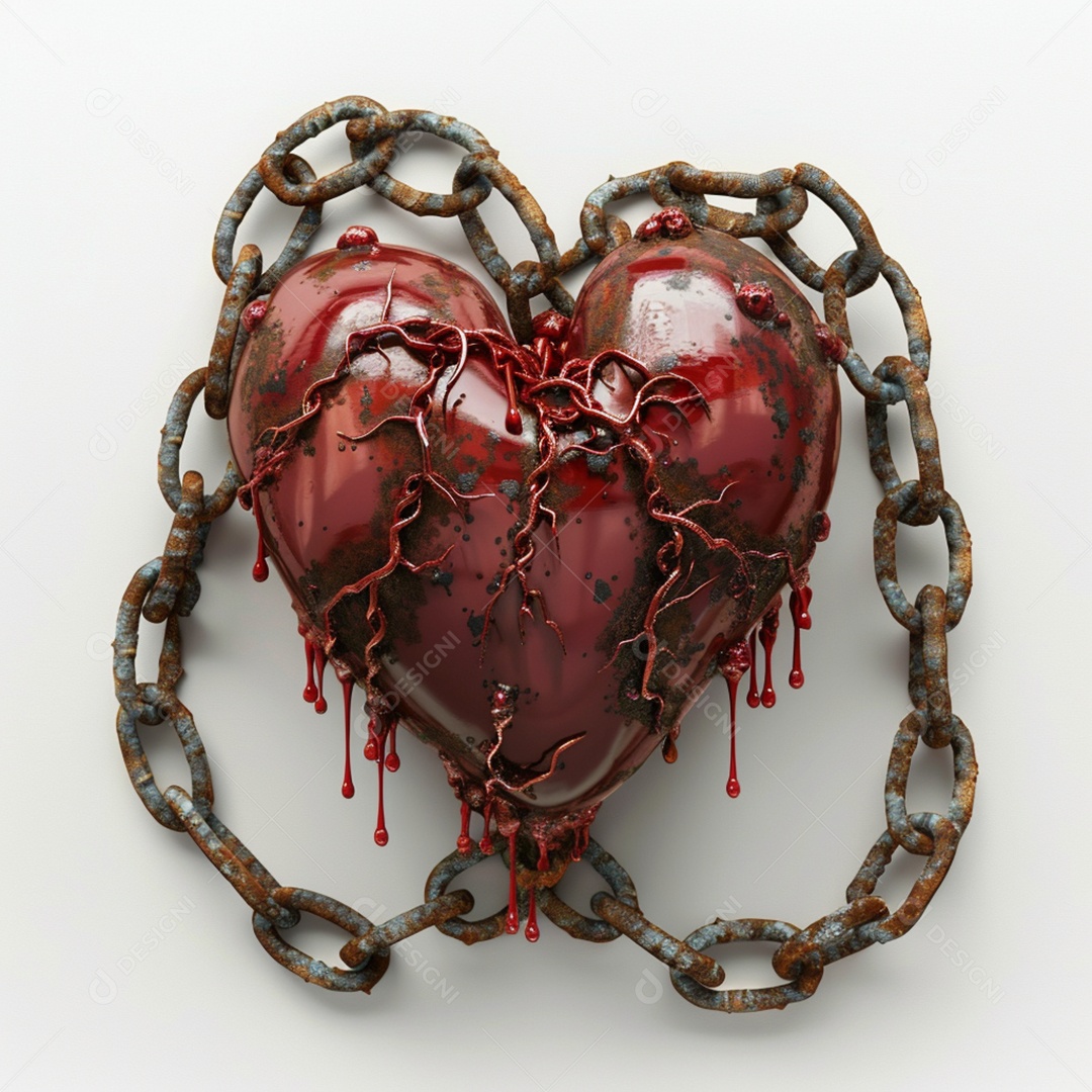 Coração com Correntes Abolição da Escravatura Sobre Fundo Isolado Cinza