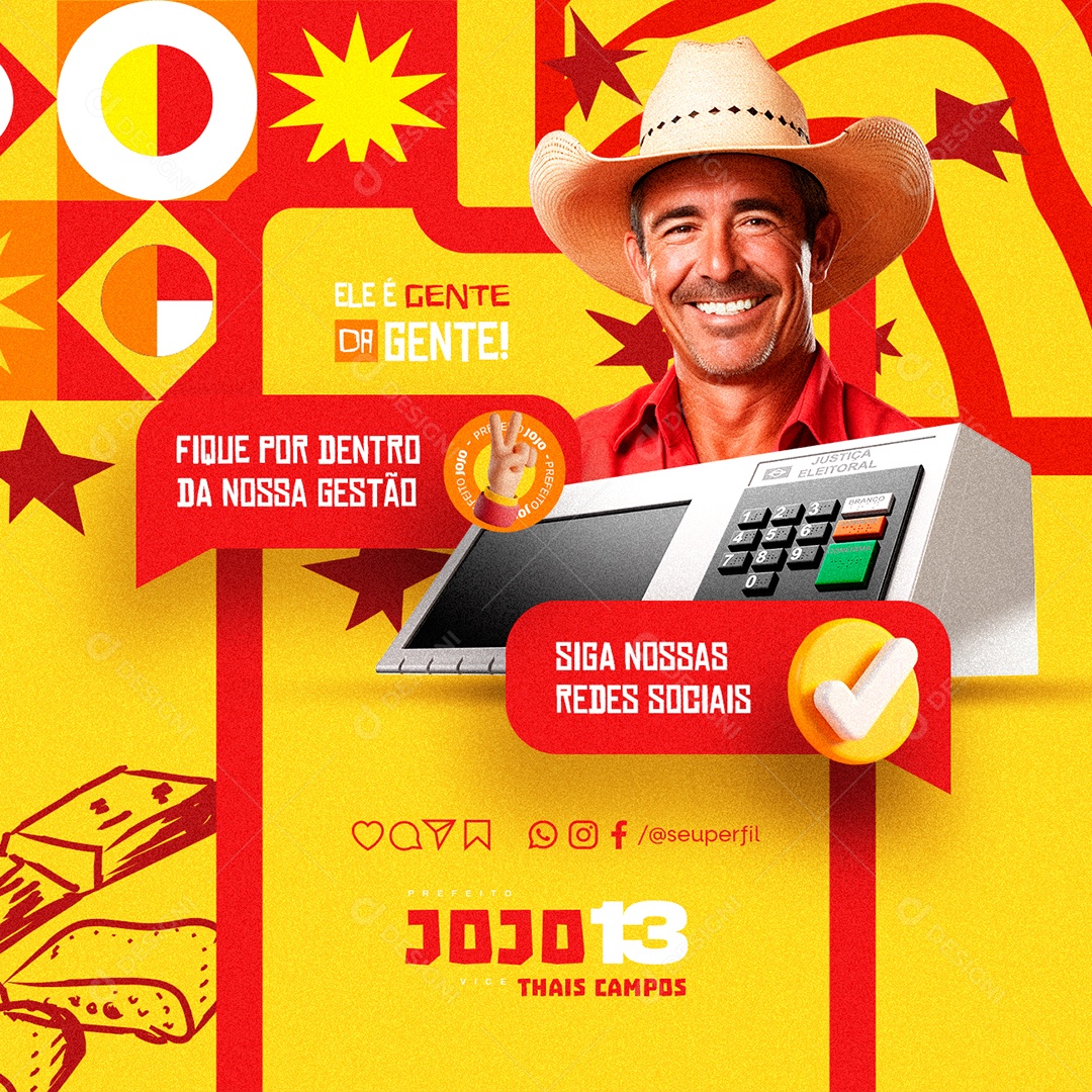 Eleição Ele é Gente da Gente Prefeito Jojo Fique por Dentro Social Media PSD Editável