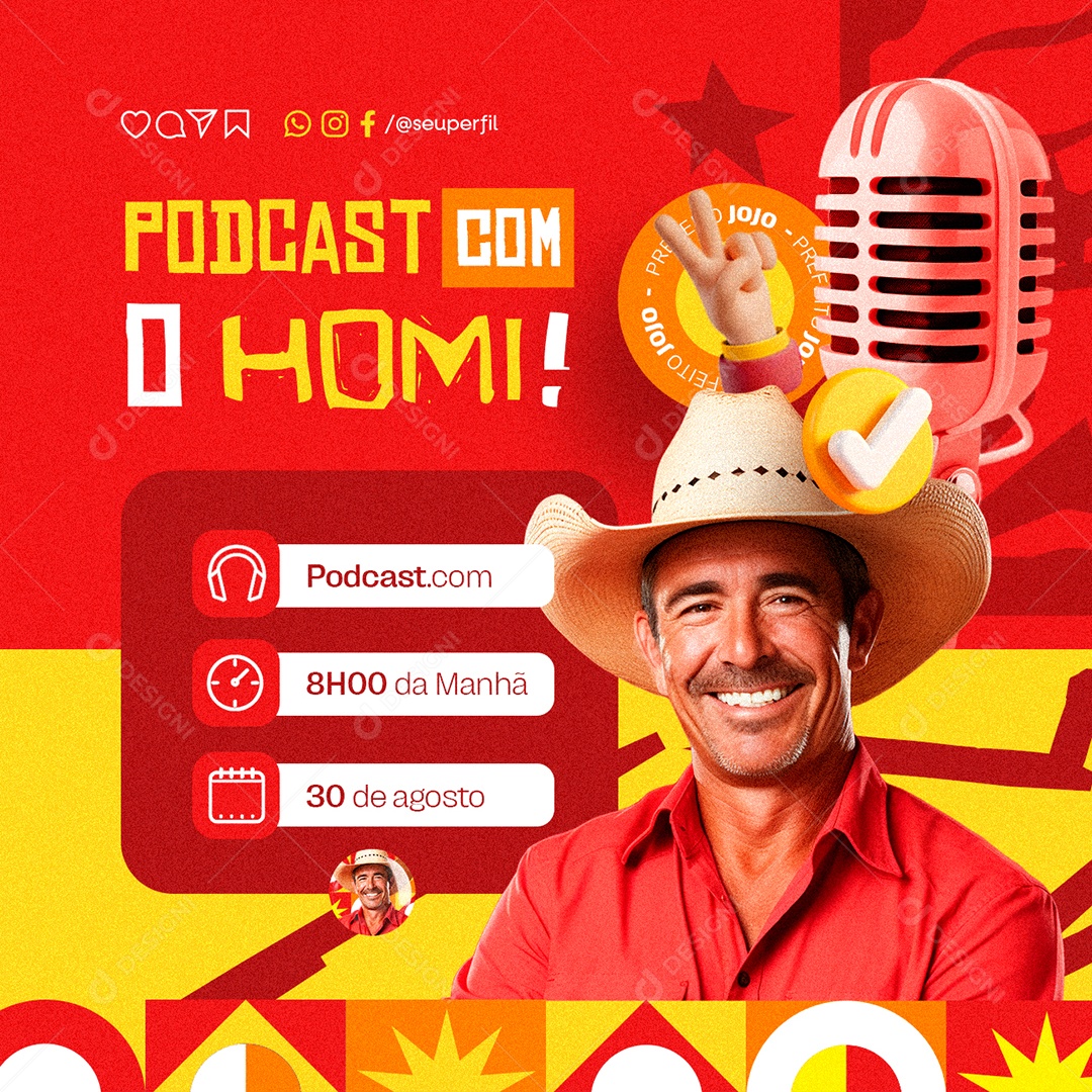 Eleição Podcast Com o Homi Social Media PSD Editável