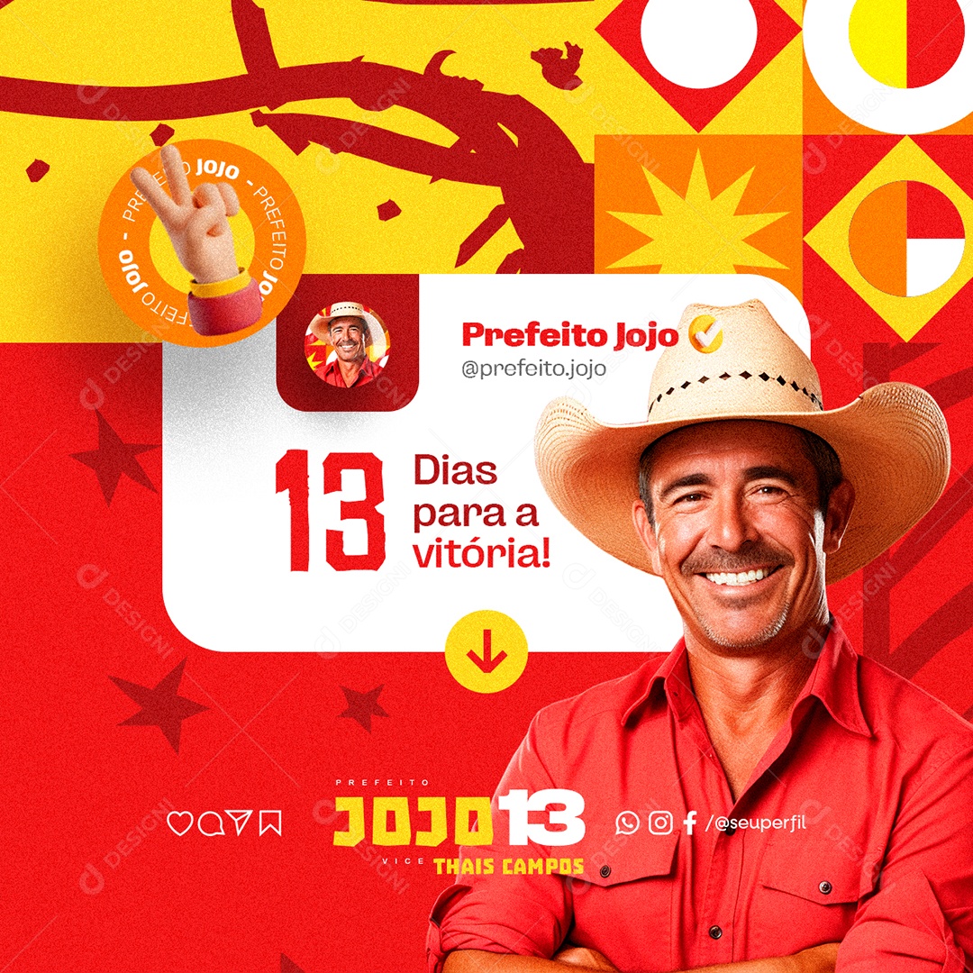 Eleição Prefeito Jojo Treze Dias para a Vitória Social Media PSD Editável