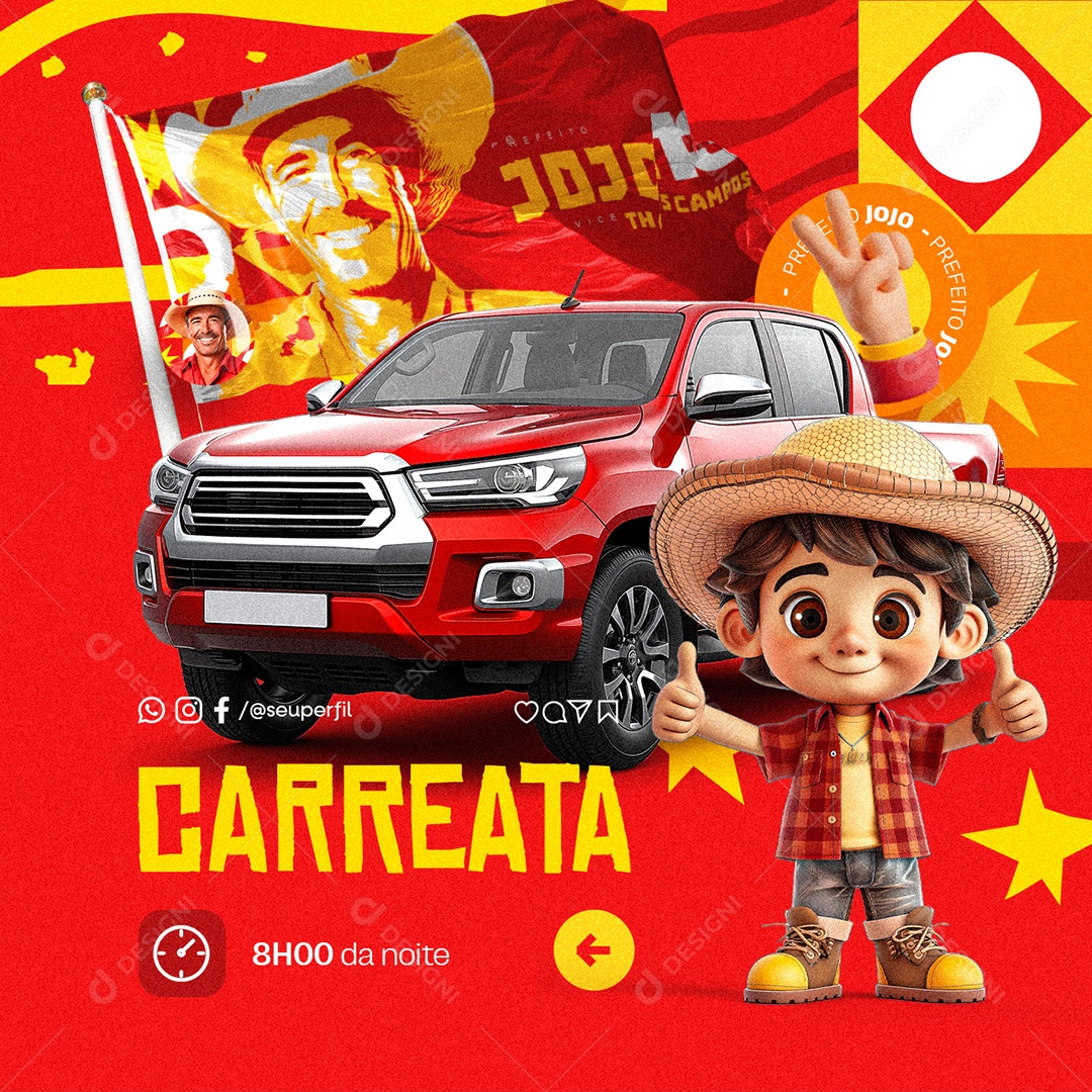 Eleição Carreata Prefeito Jojo Social Media PSD Editável