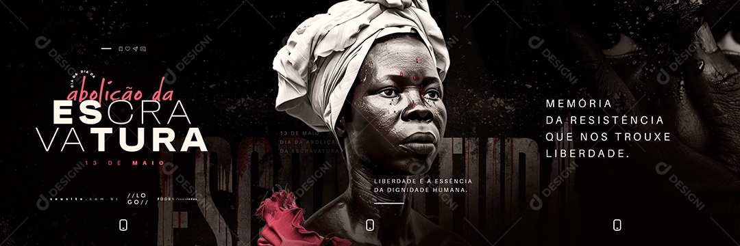 Carrossel Dia da Abolição da Escravatura 13 de Maio Memória de Resistência Social Media PSD Editável