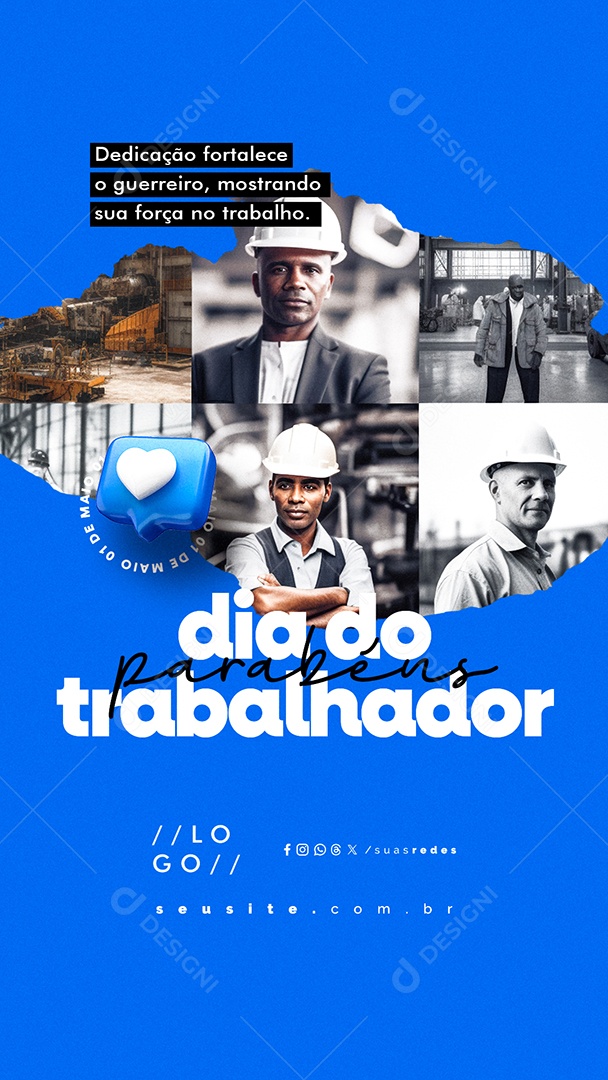 Story Dia Do Trabalhador 01 de Maio Parabéns Social Media PSD Editável