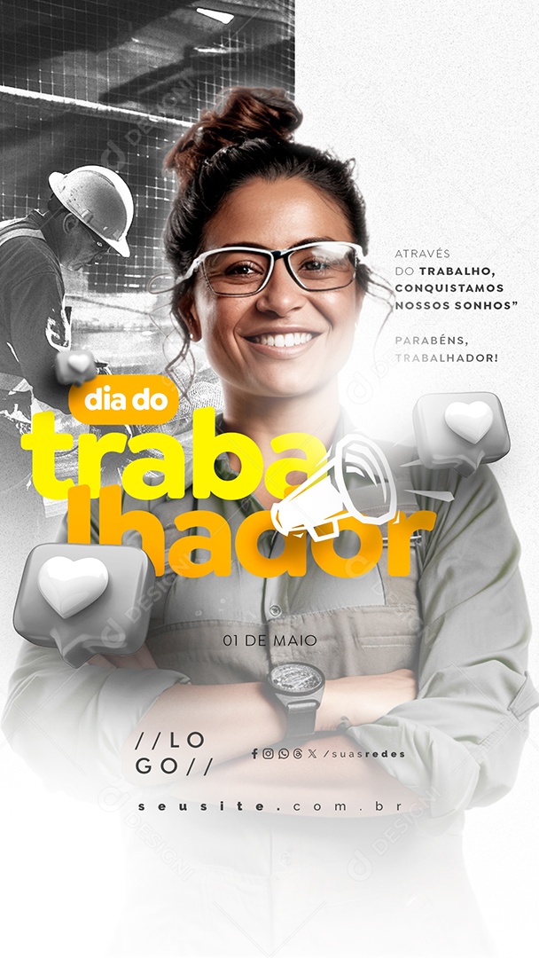 Story Dia Do Trabalhador 01 de Maio Através do Trabalho Social Media PSD Editável
