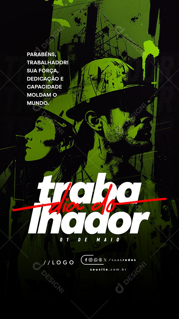 Story Dia Do Trabalhador 01 de Maio Parabéns Trabalhador Social Media PSD Editável