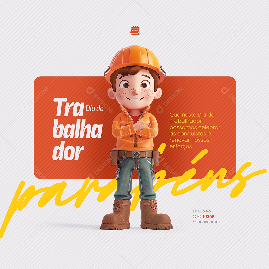 Dia do Trabalhador Conquistas e Esforços Social Media PSD Editável