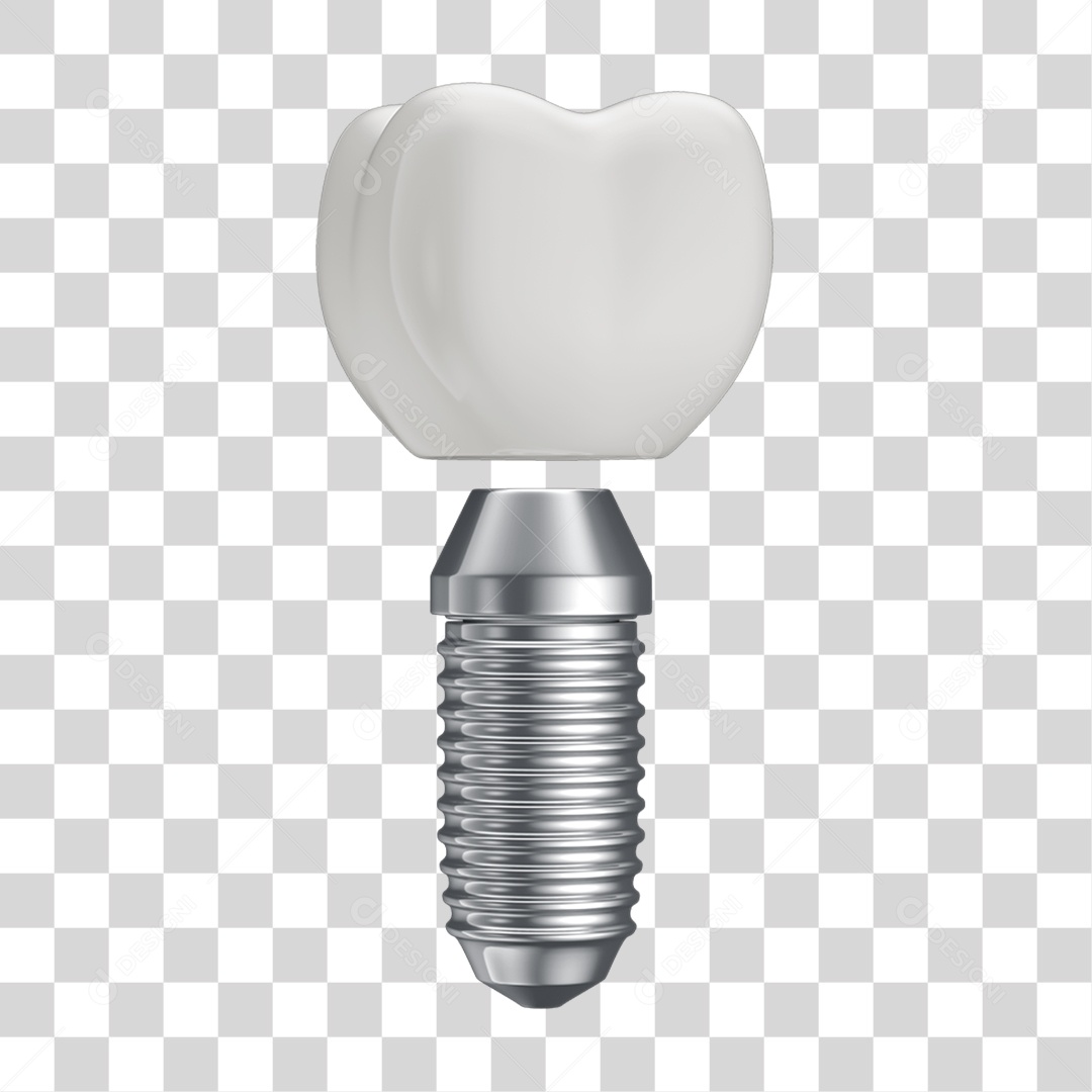 Elemento 3D Dente Branco Para Implante PNG Transparente