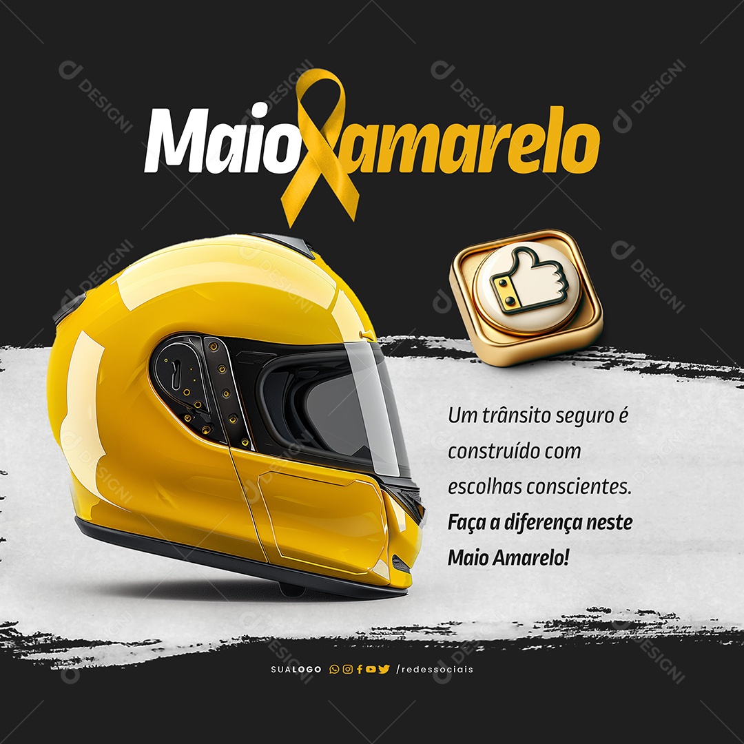 Social Media Faça a Diferença Neste Maio Amarelo PSD Editável