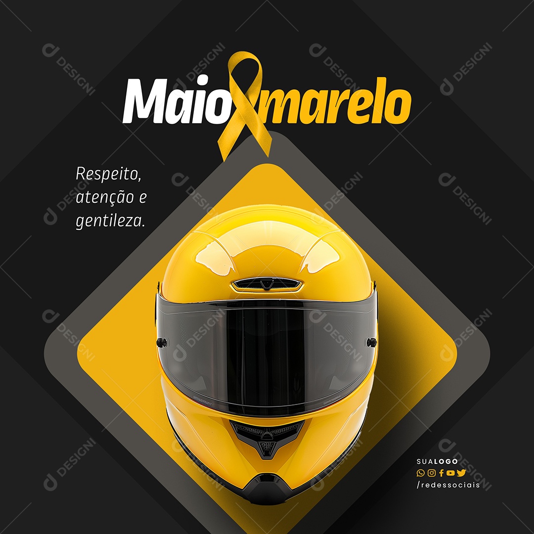 Maio Amarelo Respeito Atenção e Gentileza Social Media PSD Editável