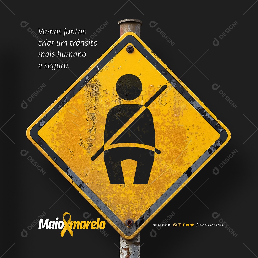 Maio Amarelo Trânsito Mais Humano Social Media PSD Editável
