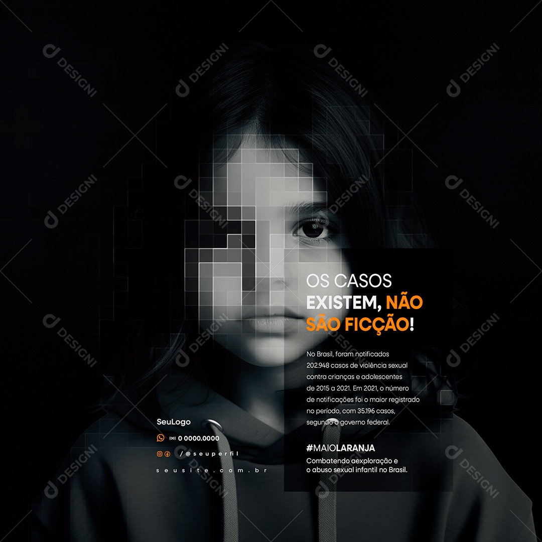 Maio Laranja os Casos Existem Social Media PSD Editável