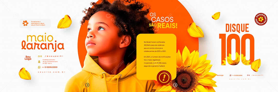 Carrossel Maio Laranja os Casos são Reais Social Media PSD Editável