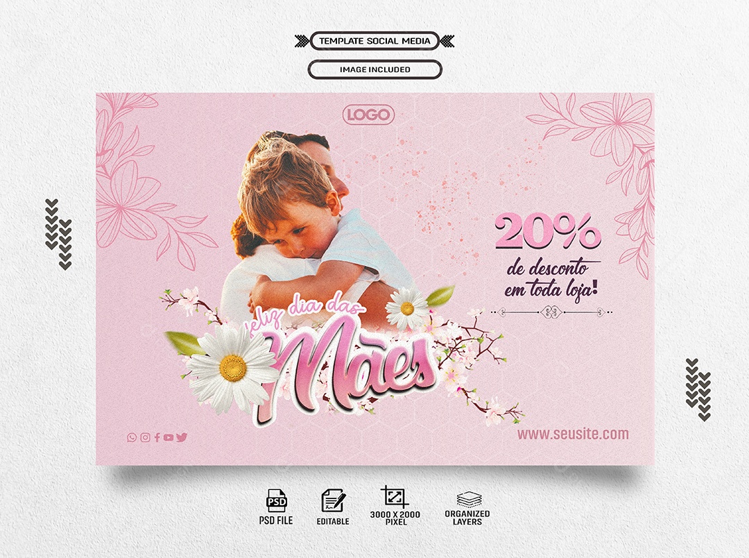 Dia das Mães Desconto em toda Loja Social Media PSD Editável