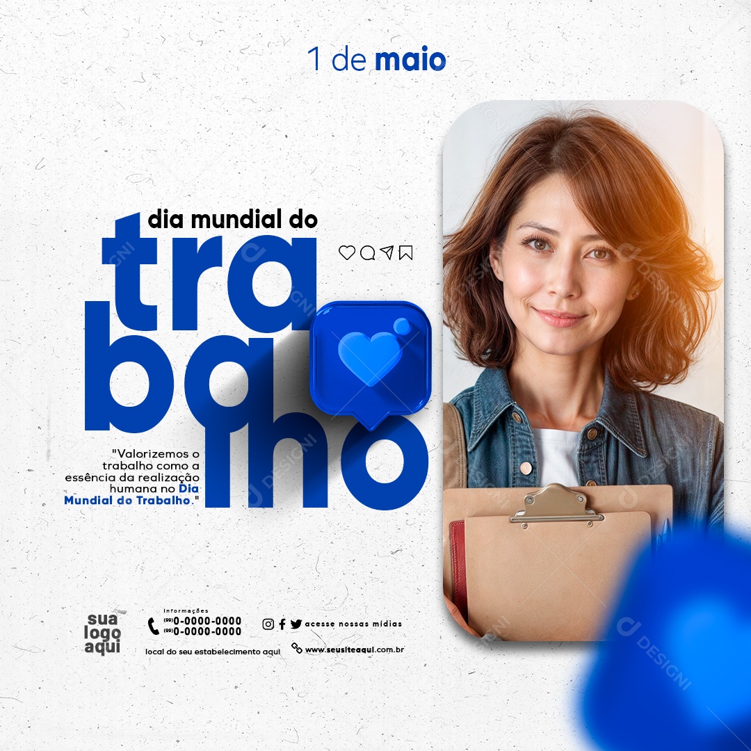 Feed Dia do Trabalhador 01 de Maio Essência da Realização Humana Social Media PSD Editável