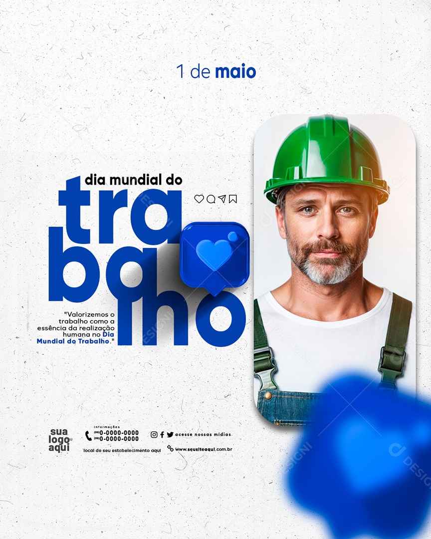 Social Media Dia Mundial do Trabalhador 01 de Maio PSD Editável
