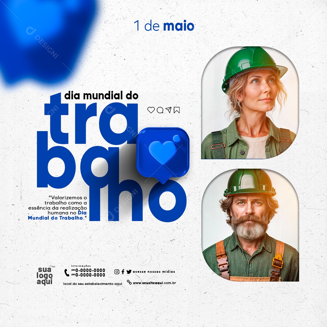 Feed Social Media Dia do Trabalhador 01 de Maio PSD Editável