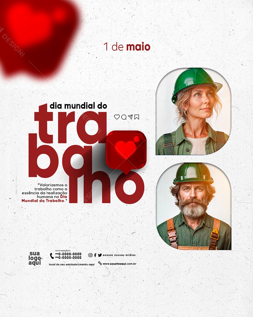 Dia do Trabalhador 01 de Maio Essência da Realização Social Media PSD Editável
