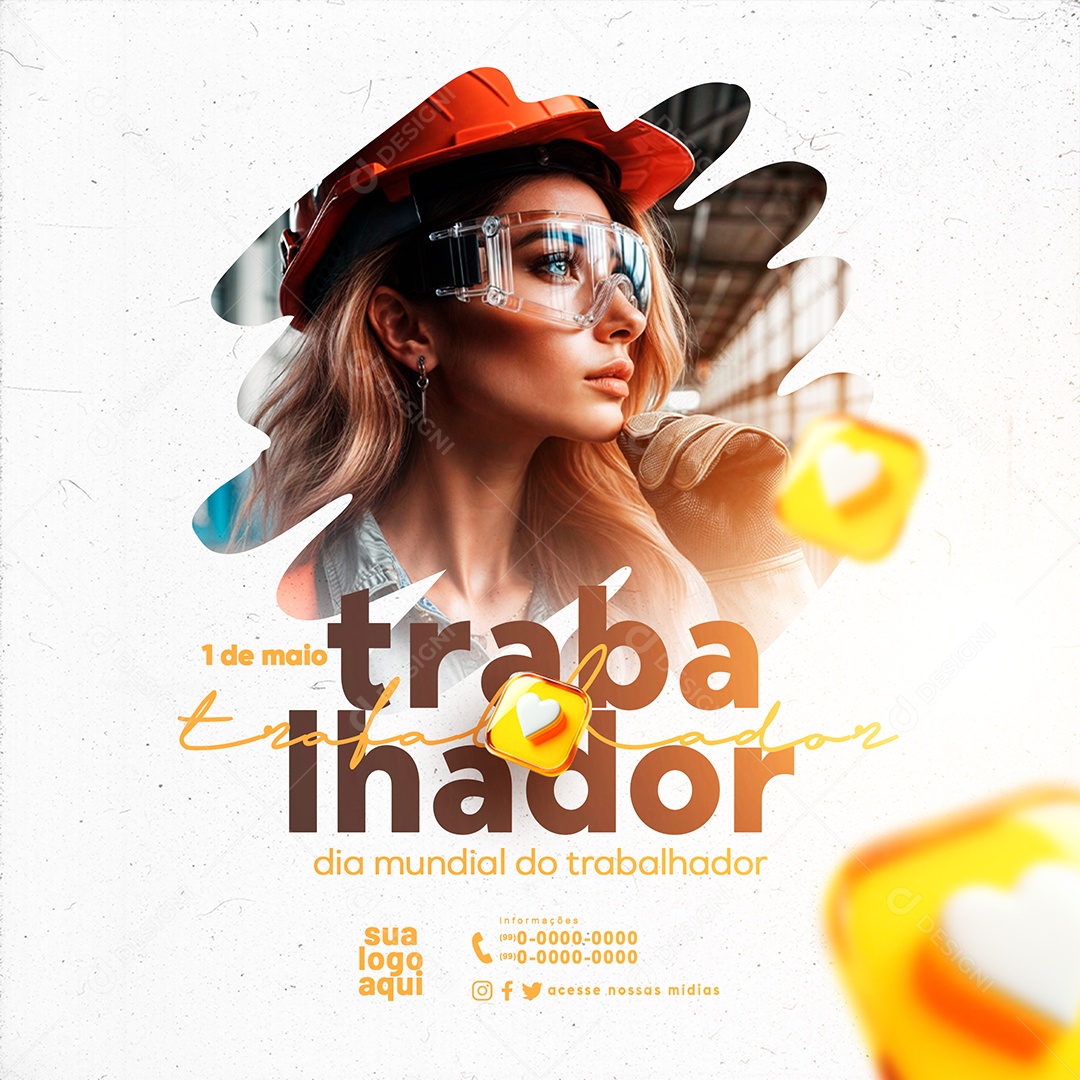 Dia Mundial do Trabalhador 01 de Maio Social Media PSD Editável