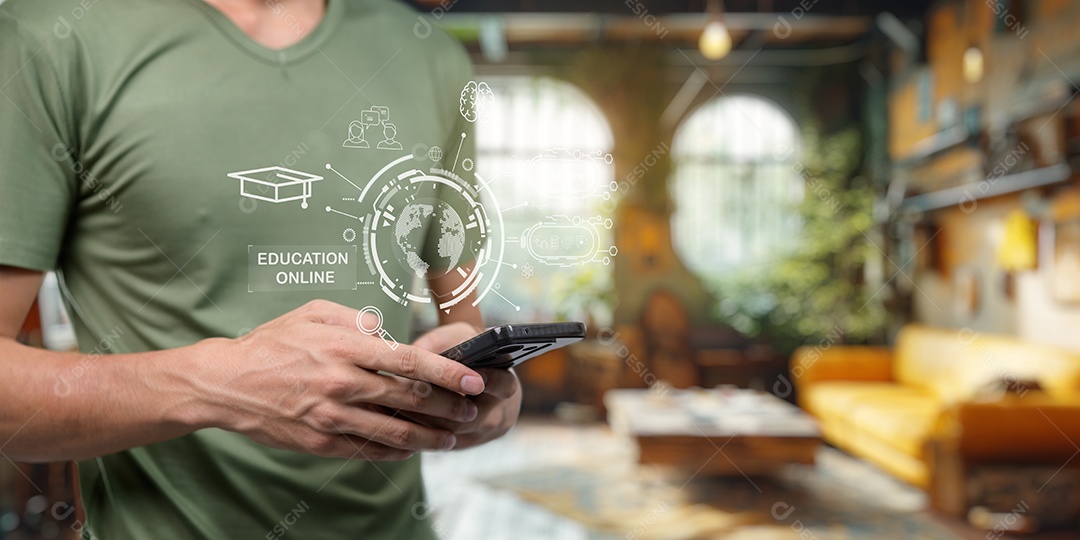 Homem jovem empresário mexendo em seu celular smartphone