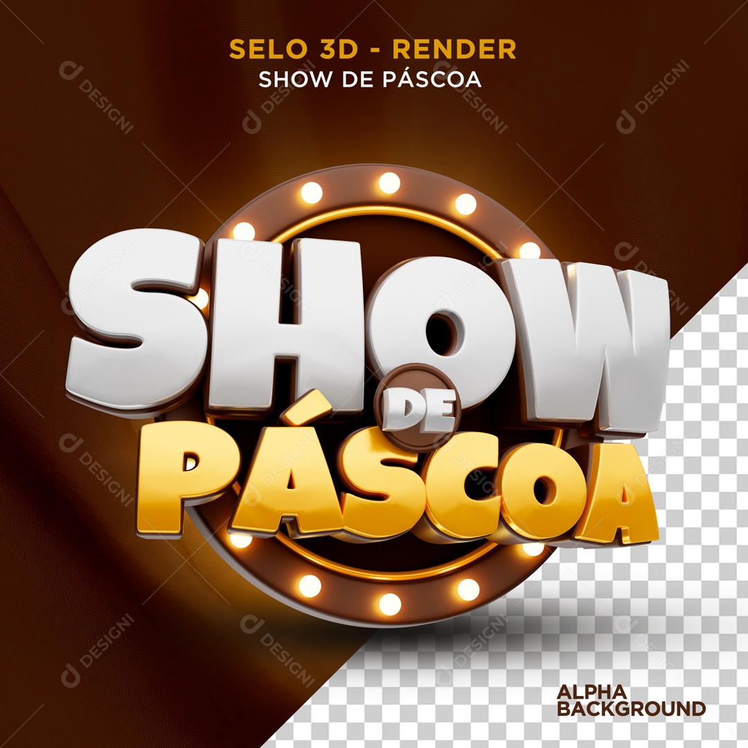 Show de Páscoa Selo 3D para Composição PSD