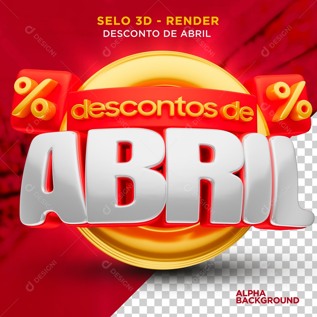 Desconto de Abril Selo 3D para Composição PSD