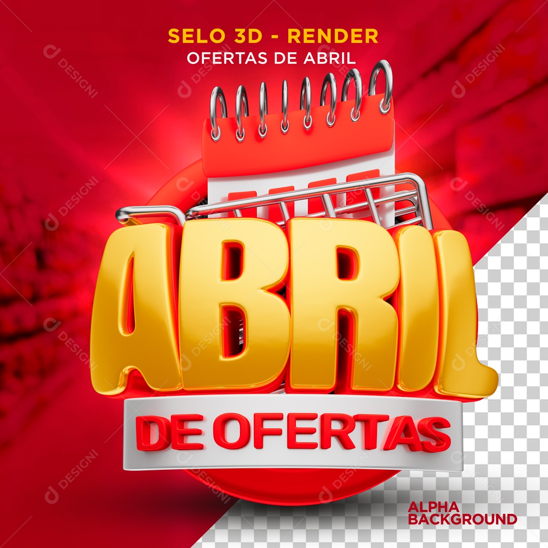 Abril de Ofertas Selo 3D para Composição PSD