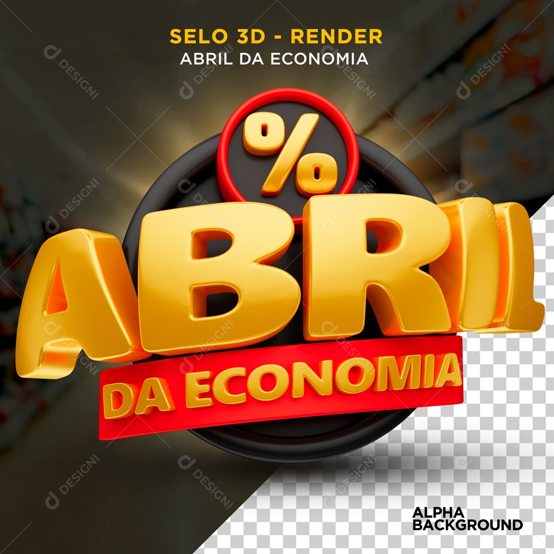 Abril da Economia Selo 3D para Composição PSD