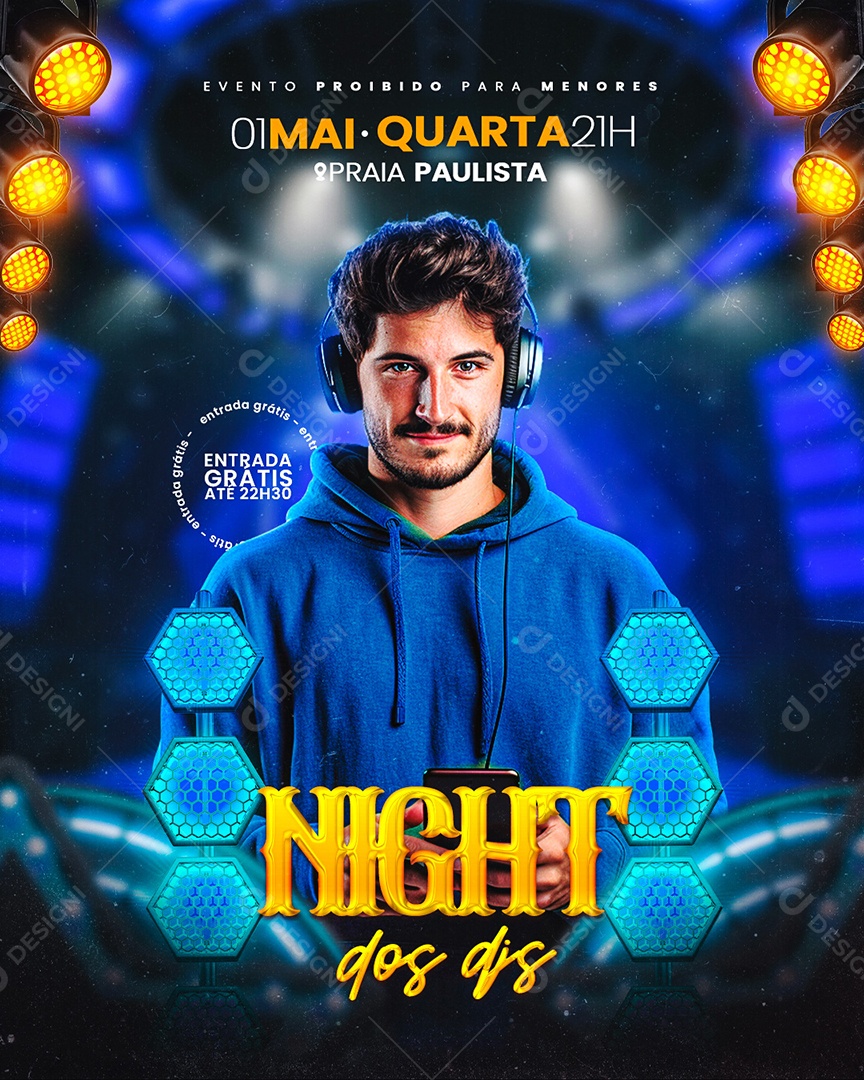 Flyer Night dos DJS Social Media PSD Editável