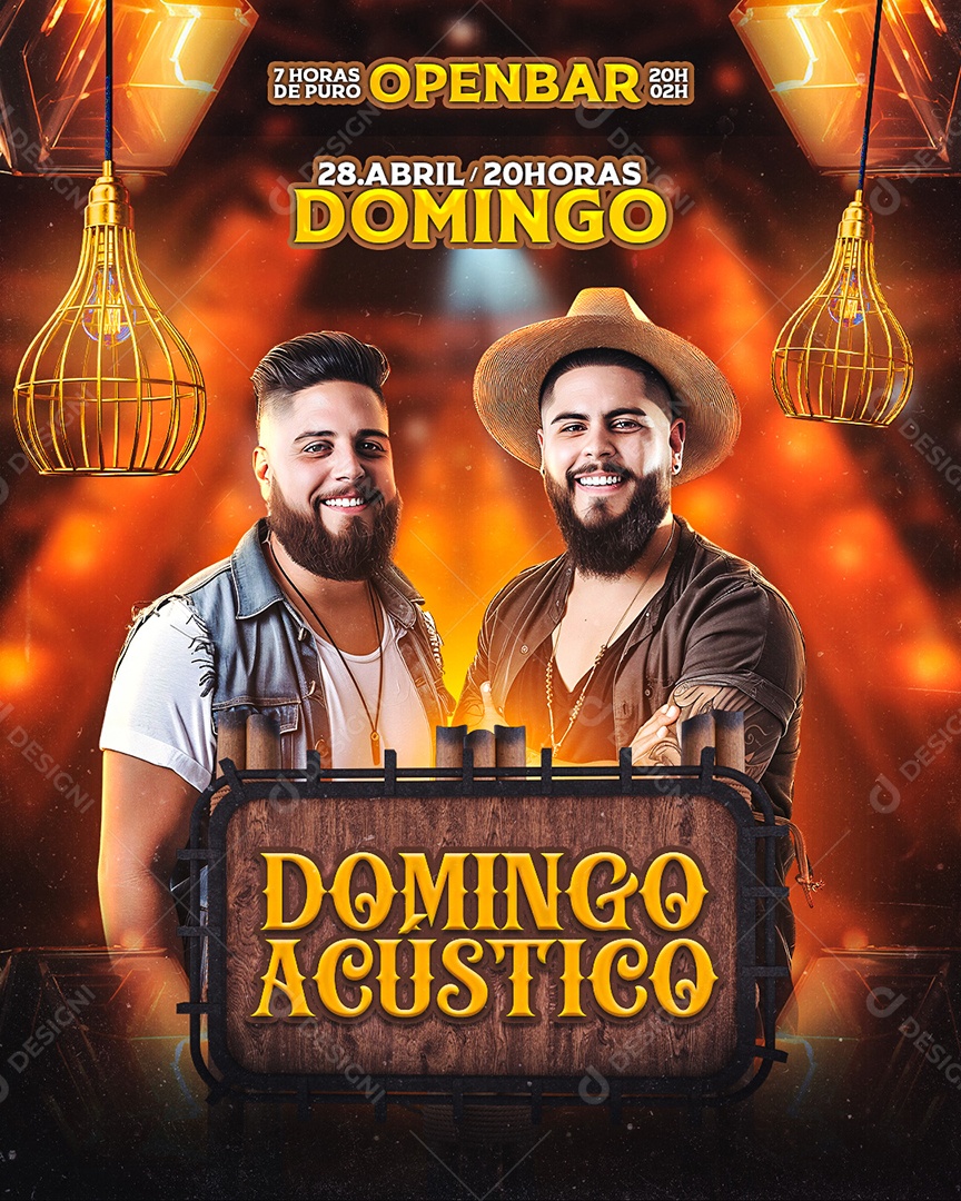 Flyer Domingo Acústico Social Media PSD Editável