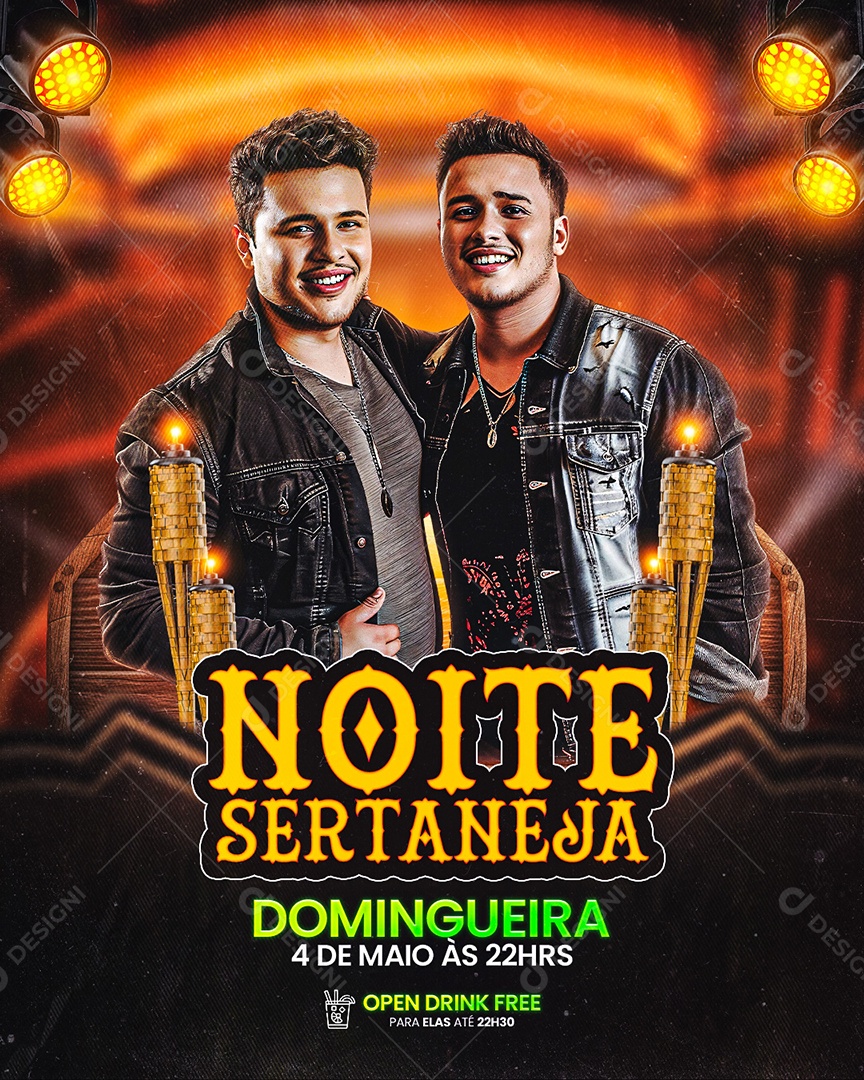 Flyer Noite Sertaneja Social Media PSD Editável
