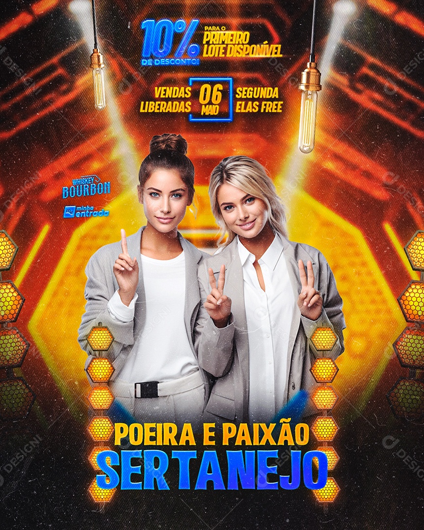 Flyer Poeira e Paixão Sertanejo Social Media PSD Editável