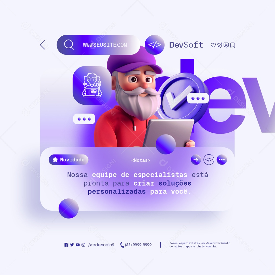 Empresa Dev Soft Novidade Social Media PSD Editável