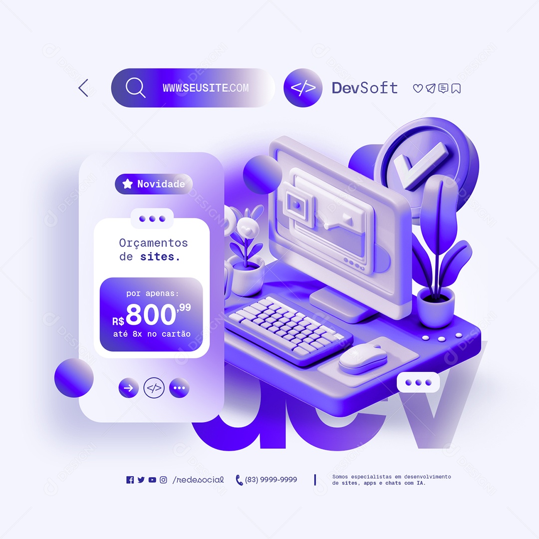 Empresa Dev Soft Orçamentos de Sites Social Media PSD Editável