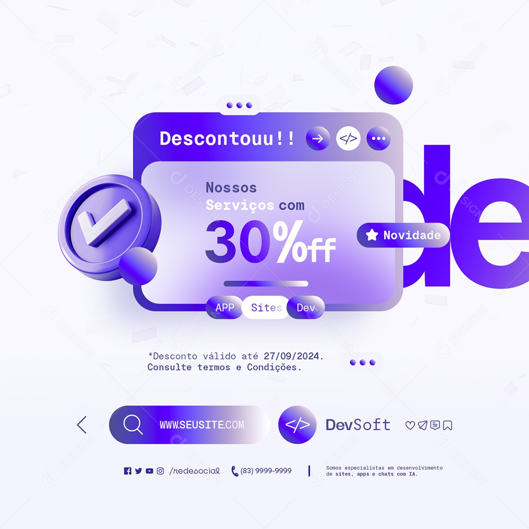 Empresa Dev Soft Descontou Nossos Serviços App Sites Social Media PSD Editável