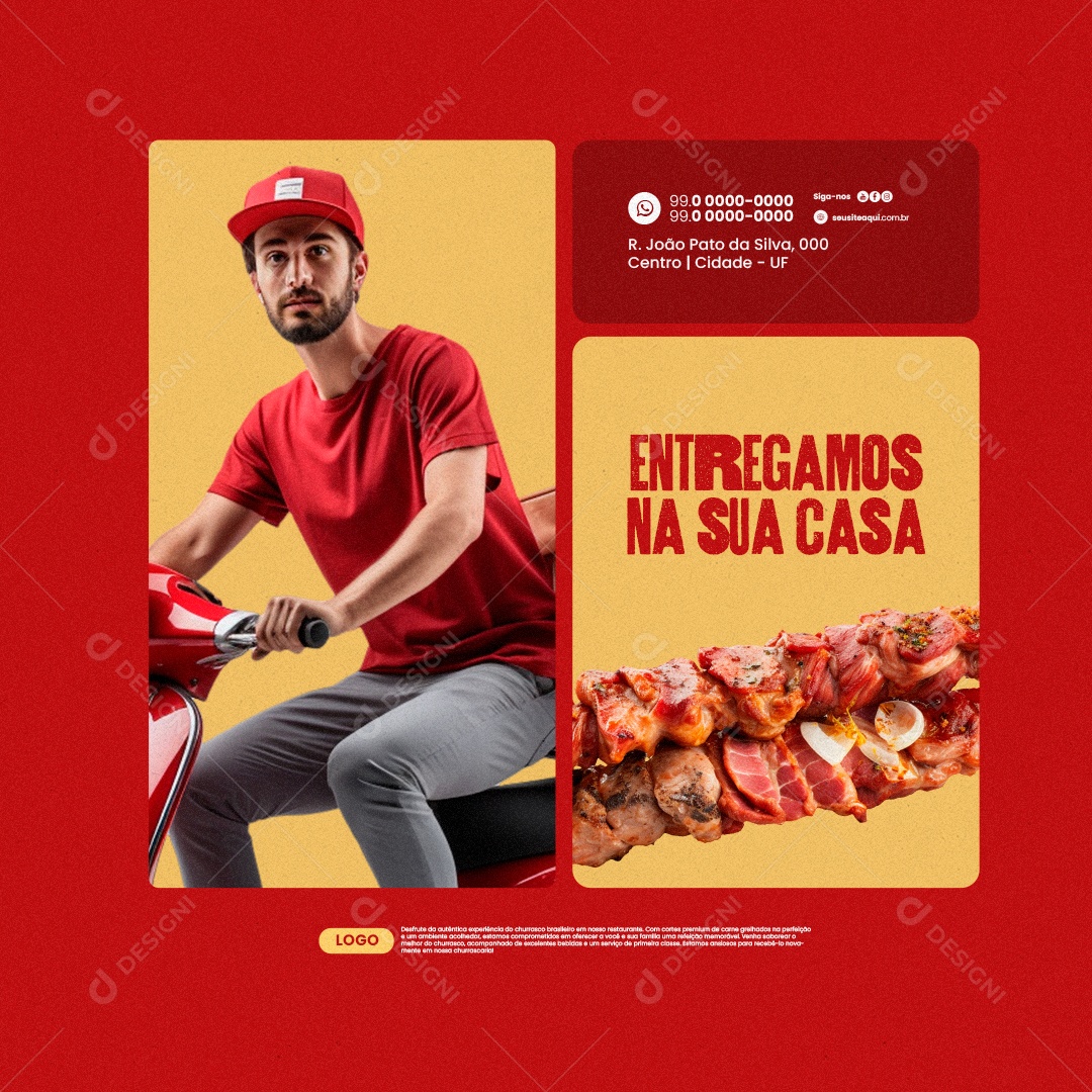 Churrascaria Entregamos na Sua Casa Social Media PSD Editável