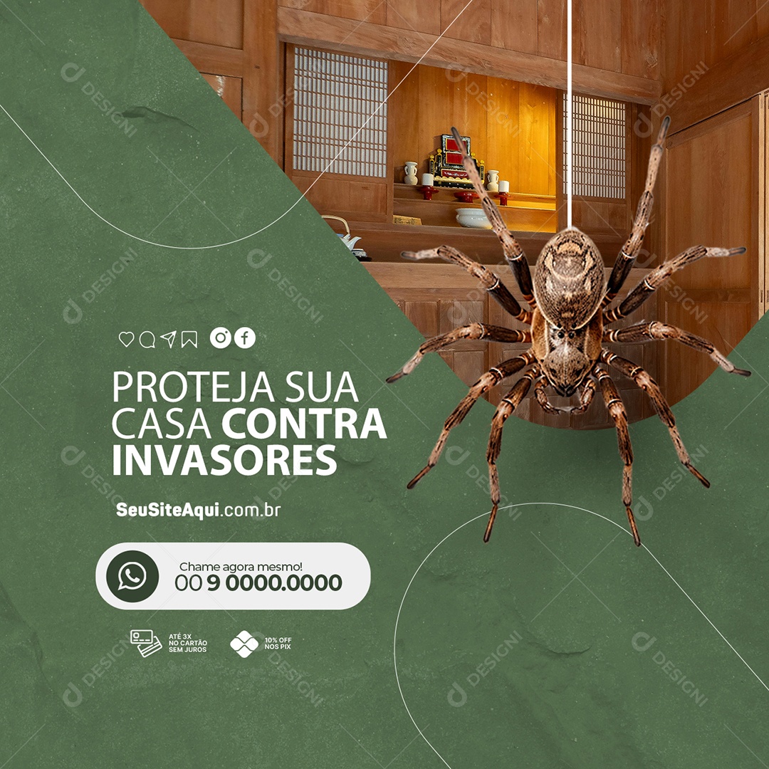 Social Media Dedetizadora Proteja sua Casa Contra Invasores Aranha PSD Editável