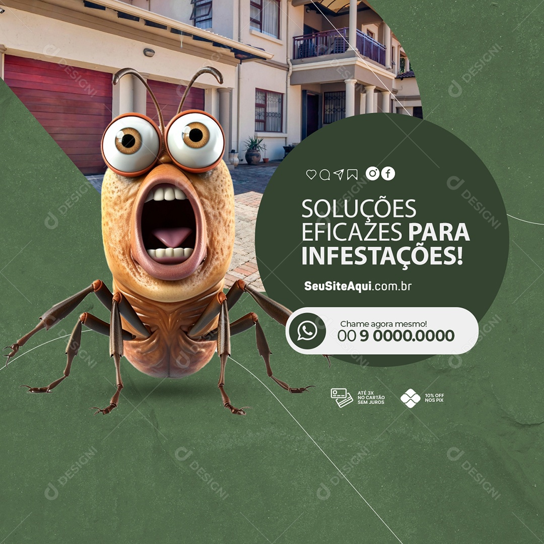 Dedetizadora Soluções Eficazes para Infestações Pulga Social Media PSD Editável