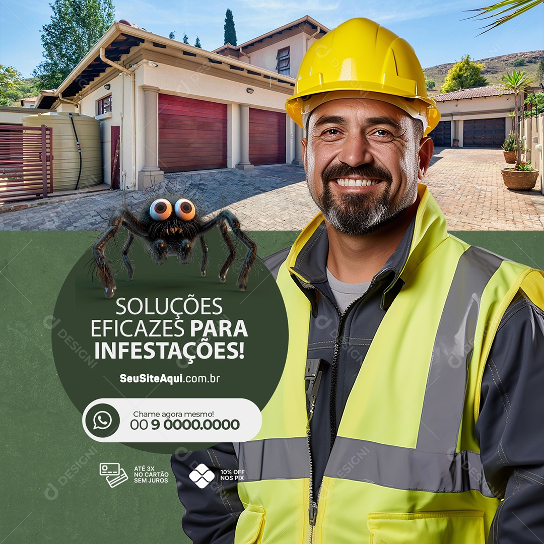 Dedetizadora Soluções Eficazes para Infestações Aranha Social Media PSD Editável