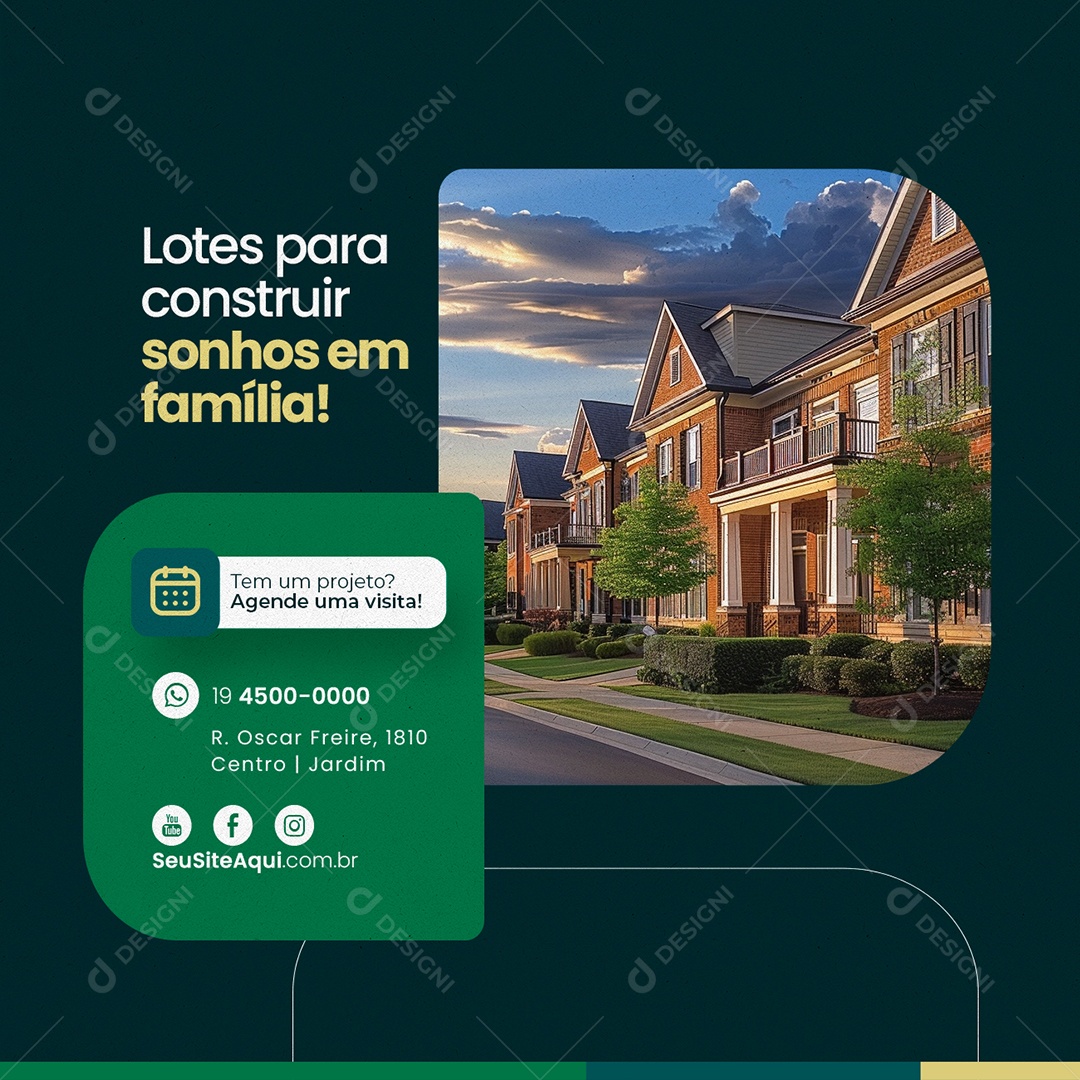 Loteamento Lotes para Construir Sonhos em Família Agende uma Visita Social Media PSD Editável