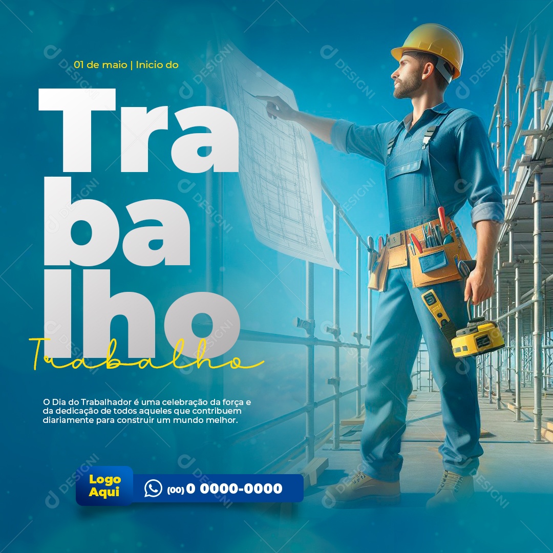 Feed Dia do Trabalhador 01 de Maio Social Media PSD Editável