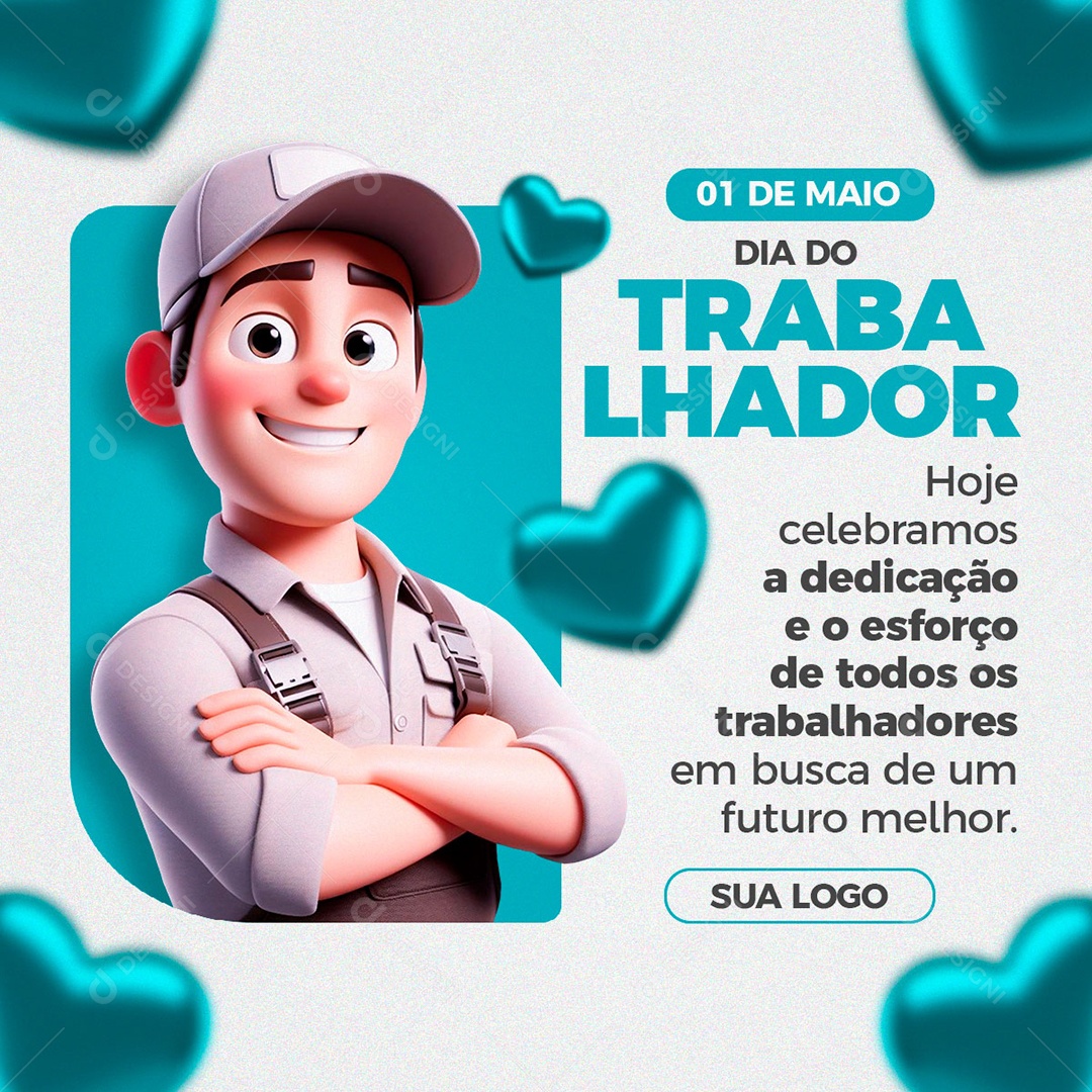 Feed Dia do Trabalhador 01 de Maio Hoje Celebramos a Dedicação e o Esforço Social Media PSD Editável