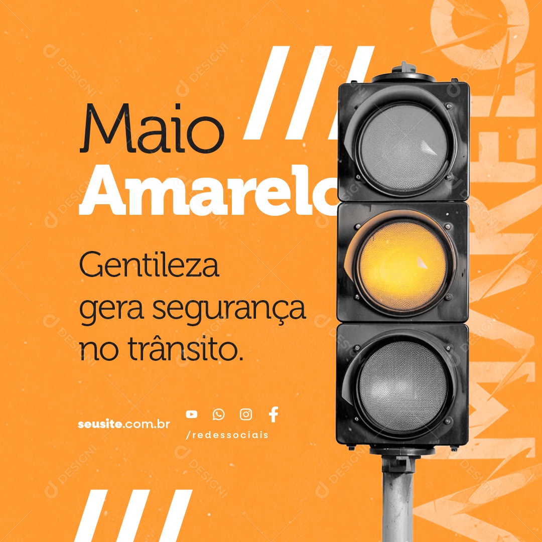 Maio Amarelo Gentileza Gera Segurança no Trânsito Social Media PSD Editável