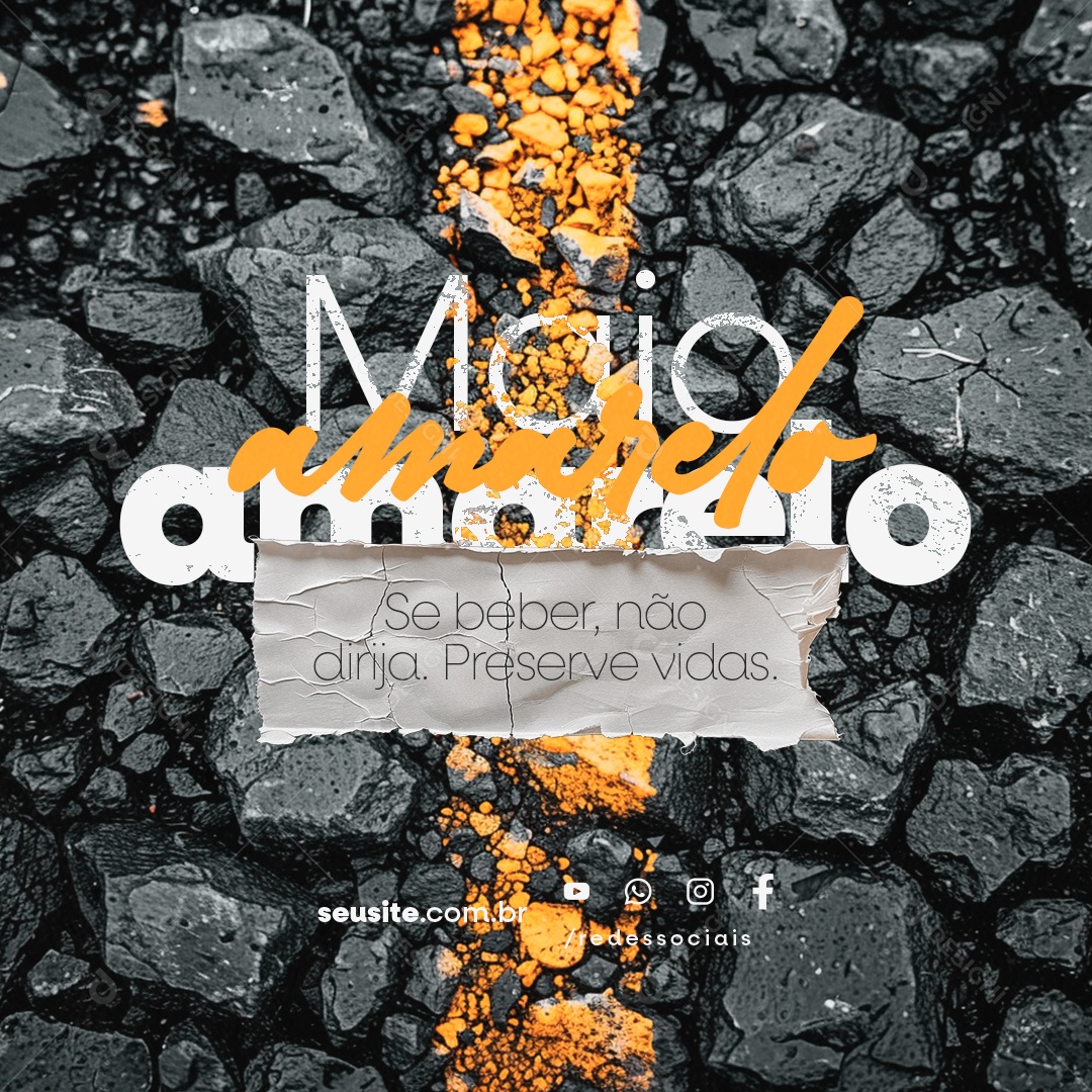 Maio Amarelo Se Beber Não Dirija Preserve Vidas Social Media PSD Editável
